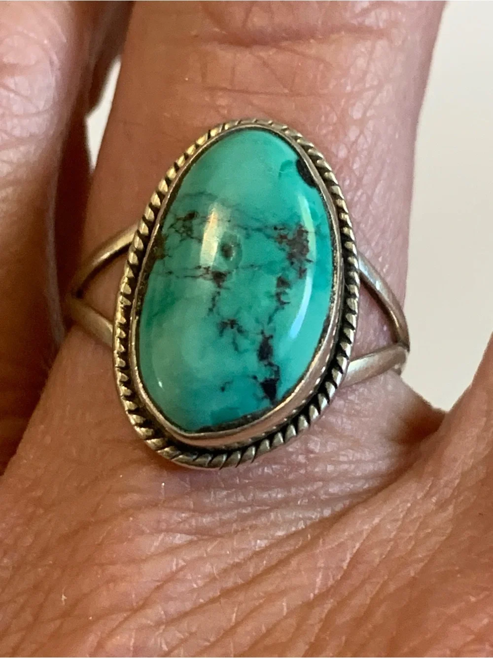 Turquoise Oval Stone Sterling Silver Ring - Women's Turquoise Ring